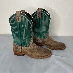 Justin Women’s Boots size 8.5 Western Rodeo USA made BRL351 turquoise leather